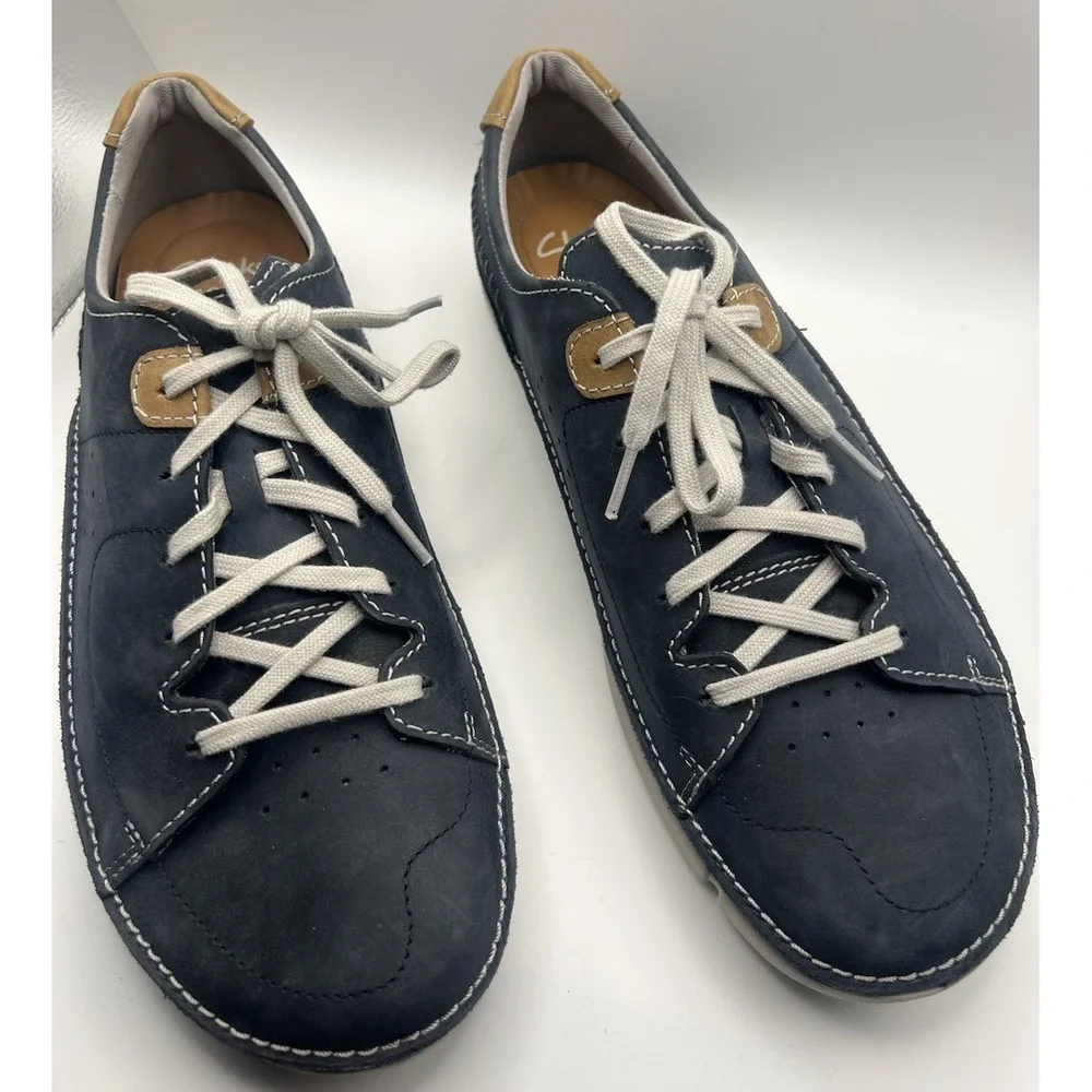 Mens Clarks Casual Blue Lace Up  Shoe Shoes Size 1l.5 Excellent‎ Condition